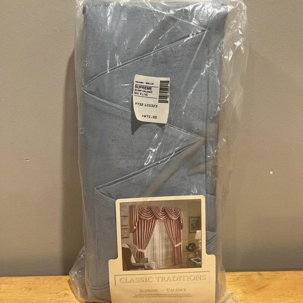 Vtg JCPenney Supreme Scarf‎ Valance Wedgewood Blue 145x41